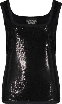 Moschino Tops, Dames, Zwart, S, Pailletten, Sequin Top