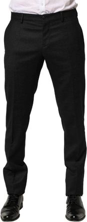 Dolce & Gabbana Wool Skinny Dress Trouser Pants - Heren - Nette broeken - Zwart - M - Wol - Broeken