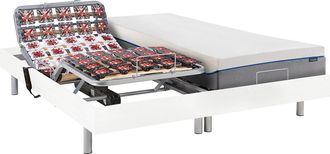 Vente-Unique Set da relax, con sospensioni, memory foam, HESIODE III di YSM&Eacute;E - Motori OKIN - Bianco - 2 x 80 x 200 cm