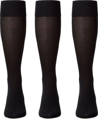 MeMoi 3-Pack Mercerized Cotton Blend Piqu&eacute; Dress Socks in Black at Nordstrom, Size 10-13