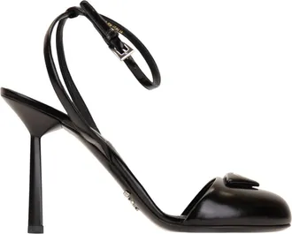 Prada Schoenen, Dames, Zwart, 36 EU, Leer, Sandalen met hoge hak