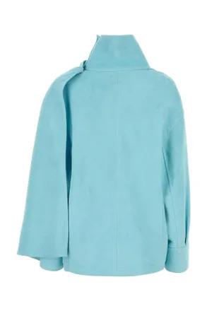 Bottega Veneta Womens Light Blue Leather Blouse Paleblue Exterior: Lamb Maglie