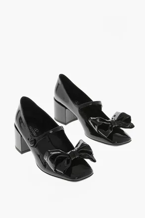 Valentino Mary Jane Patent Pumps with Front Bow 5.5cm Heel Valentino