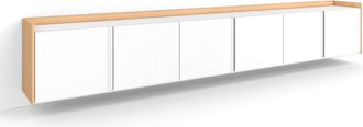 Skraut Home Skraut Home - Mueble Tv, Televisi&oacute;n, Muebles De Sal&oacute;n, Almacenaje, 309x35x50cm, Para Tv Hasta 80, Colgado, Suspendido, Estilo Moderno, Blanco Y Roble 