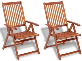 vidaXL Folding Garden Chairs 2 pcs Solid Acacia Wood Brown, 41820
