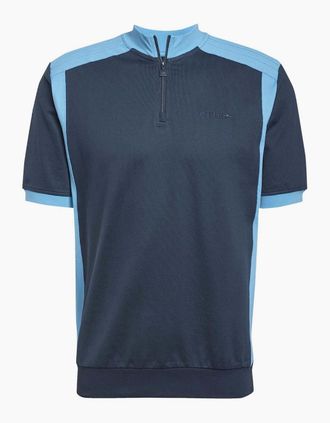 adidas Mens Mock Neck Zip Band Collar Short Sleeve Top - Navy - Size: 36