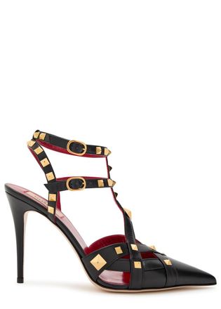 Valentino Garavani Studdy 100 Embellished Leather Sandals - Black - 37 (IT37/ UK4)