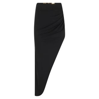 Elisabetta Franchi Midi Skirts, female, Black, Size: M Asymmetrical Midi Skirt