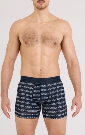Saxx Smooth Luxe Micro Modal Boxer Briefs in Link Stripe-Dark Ink at Nordstrom, Size Xx-Large