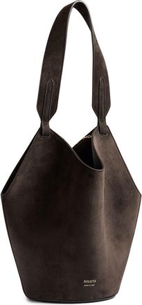 Khaite Mini Lotus Suede Top Handle Bag in Dark Brown 950 at Nordstrom