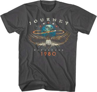Elk Lighting Journey Departures Album Tour 1980 Mens T Shirt Rock Band Vintage Concert Merch Charcoal