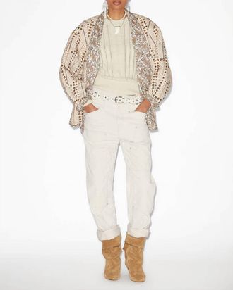 Isabel Marant Lois Cordory Wide Leg Pants In Ercu