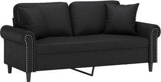 vidaXL Sof&aacute; De 2 Plazas Con Cojines Cuero Sint&eacute;tico Negro 140 Cm Vidaxl