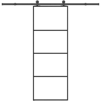 vidaXL Vidaxl - Puerta Corredera Con Set Herrajes Vidrio Esg Aluminio 76x205 Cm
