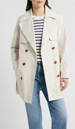 Via Spiga Water Resistant Cotton Blend Trench Coat in Oyster at Nordstrom, Size X-Large