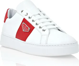 Philipp Plein Lo-Top Sneakers Triangle Plein Unisex in White/red at Nordstrom, Size 35