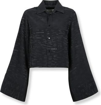 Maison Margiela Jacquard Convertible Shirt - Dames - Overhemden - Zwart - XS - Rayon - Overhemden