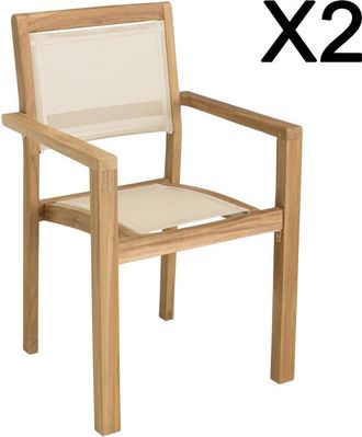 Macabane Lote de 2 sillones apilables de textilene color beige