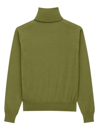 Saint Laurent Cashmere, Wool & Silk Blend Turtleneck Sweater - Green