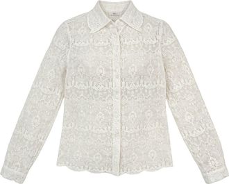 WD&bull;NY Long Sleeve Lace Button-Up Shirt in Cream at Nordstrom Rack, Size X-Large