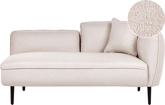 Beliani Beliani - Chaise Longue De Poli&eacute;ster Beige Claro Negro Derecho Boucl&eacute; Patas De Metal Coj&iacute;n Chevannes