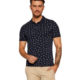 Guess poloshirt voor heren met volledig logo, granietblauw