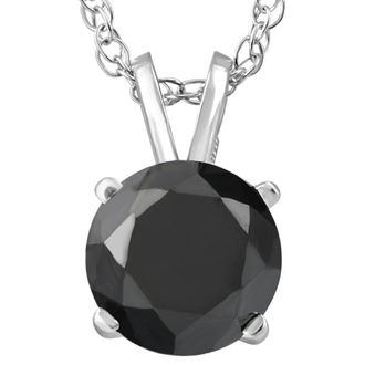 Pompeii3 2 Ct Black Diamond Solitaire Pendant in 14k White or Yellow Gold 18 Necklace