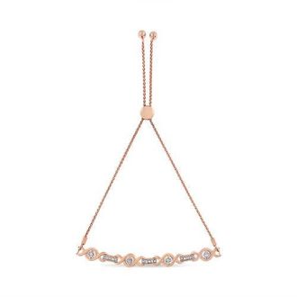 House of Brilliance Silver Channel Set Diamond Accent Twist Bolo Bracelet in Rose Gold Over Silver at Nordstrom