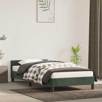 vidaXL Estructura De Cama Sin Colch&oacute;n Terciopelo Verde Oscuro 90x190cm Vidaxl
