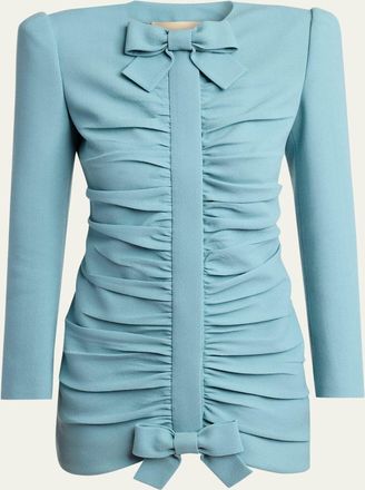 Valentino Garavani Ruched Bow-Embellished Bodycon Mini Dress