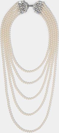 Nadri Ingrid Multi Pearl Strand Double Brooch Necklace in Rhodium at Nordstrom