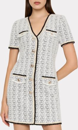 Milly Braided Mini Dress In Ecru/black