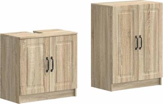 vidaXL Juego De Gabinete De Ba&ntilde;o De 2 Piezas Utrecht Roble Sonoma Vidaxl