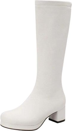 Generic Women Pu Leather Knee High Boots Round Toe Winter Long Elegant Cosplay Party Boot