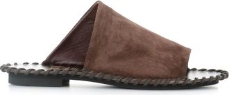 Alexander Hotto Sliders, female, Brown, 5 1/2 UK, Brown Suede Sandal with Asymmetric Band