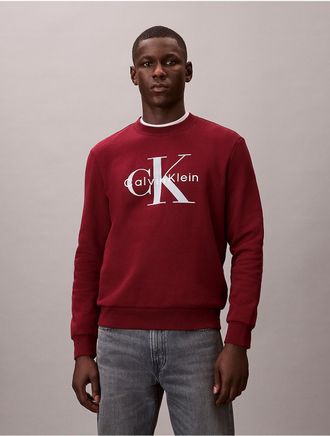 Calvin Klein Jeans Calvin Klein Mens Monologo Fleece Crewneck Sweatshirt - Red - S