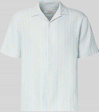 Jack & Jones Jack & Jones Regular Fit Freizeithemd im Allover-Look Modell MONTAUK in Hellblau, Gr&ouml;&szlig;e XXL