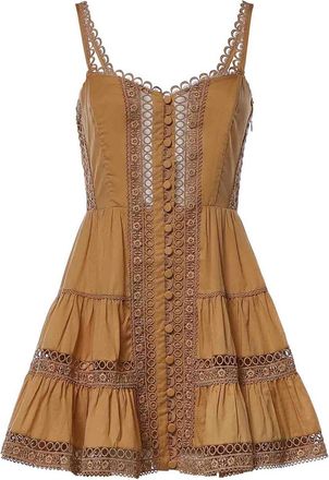 Charo Ruiz Ibiza Lenora Cotton Voile And Lace Mini Dress