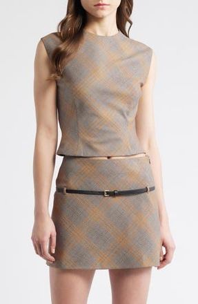 Mango Melo Plaid Top in Brown at Nordstrom Rack, Size Large