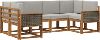 vidaXL Conjunto De Sof&aacute;s De Exterior 6 Uds. Natural Y Gris Claro Vidaxl