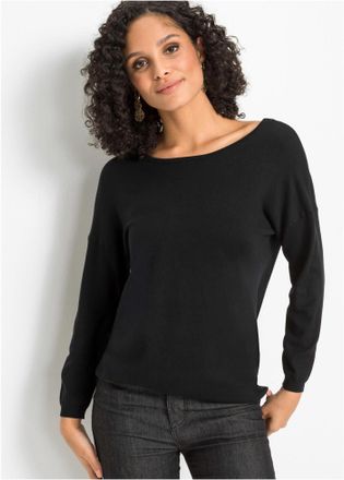 Bonprix Strickpullover BONPRIX, Damen, Gr. 56/58 (XXXL), schwarz, Obermaterial: 80% Viskose, 20% Polyamid, bequem, Pullover Strickpullover, aus Viskose und Po