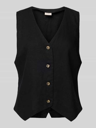 Freequent Leinenweste mit V-Ausschnitt Modell Lava in Black, Gr&ouml;&szlig;e XS