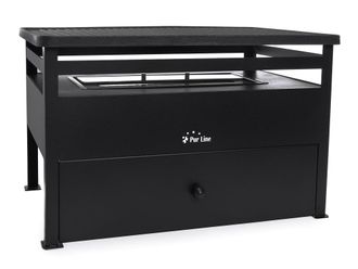 Purline Barbacoa de etanol 1.5L acero rojo y plancha rectangular de hierro