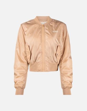 Off-white Womens Off-White Diag Light Brown Bomber Jacket - Tan - Size: 10/8