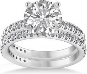 Allurez Moissanite & Diamond Round-Set Semi-Eternity Bridal Set 14k White Gold (2.22ct)