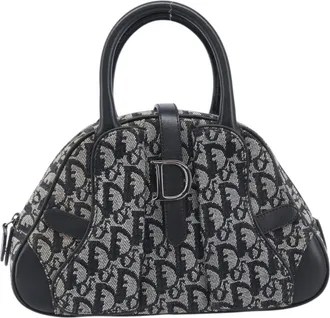 Dior Trotter Double Saddle Canvas Black Canvas Handbag (Pre-Owned)