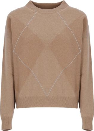 PESERICO Trui met ronde hals - Dames - Ronde hals truien - Bruin - L - Truien & Vesten