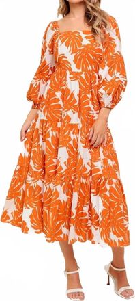 Flying Tomato Printed Woven Midi Dress In Ivory Rust