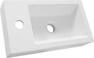 Marcel Breuer Solar Thick opbouw fontein 40 met 1 kraangat en links/rechts te plaatsen mineraalmarmer zijdeglans wit