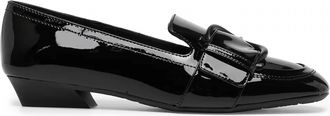 Ferragamo Womens Buckle-Detail Leather Loafers In Black